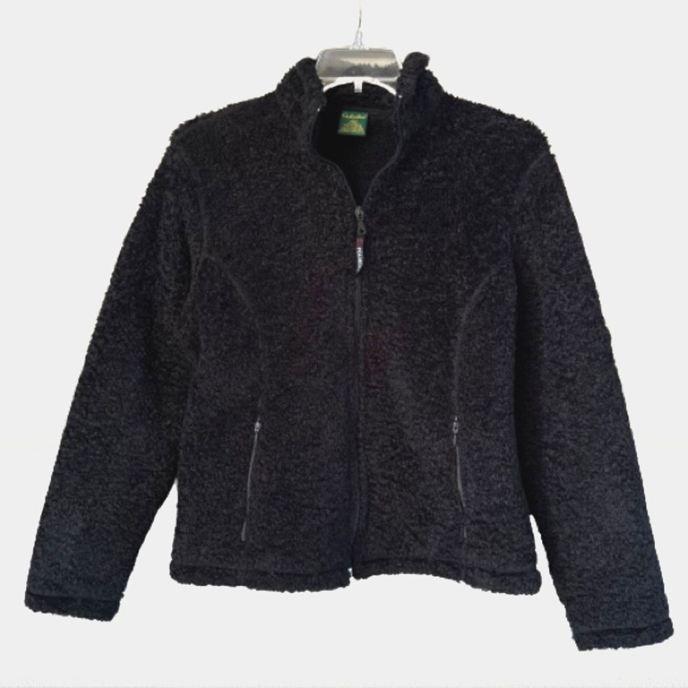 Cabela's Polartec Black High Pile Sherpa Fleece Teddy Full Zip Jacket Coat SZ L